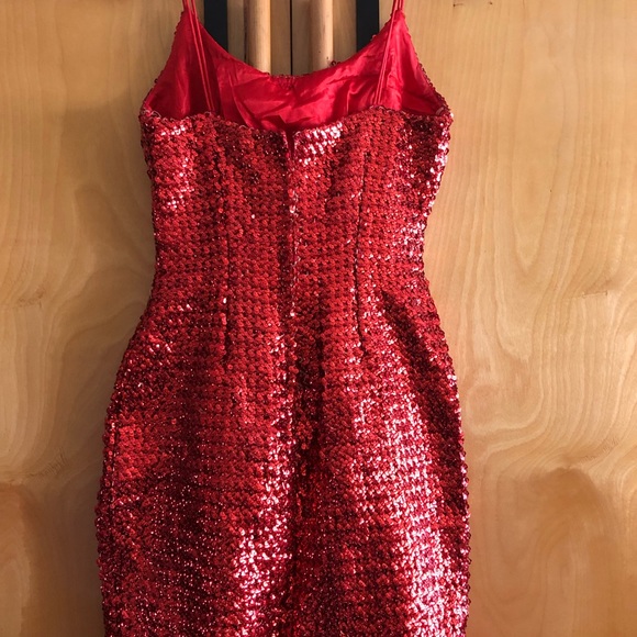 Rare Stunning 1970’s 80’s Red Sequin Dress Union Made - Picture 2 of 4
